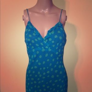 Vintage Cache Blue Ruffled Dotted Dress